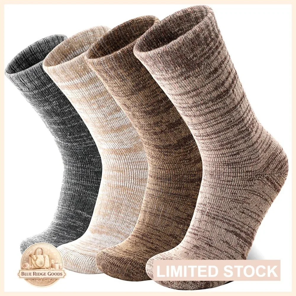 Merino Wool Hiking Socks Thermal Thick Winter Crew Cushioning Work Unisex